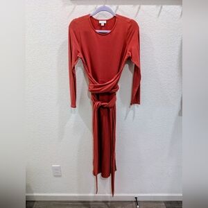 J. Jill Terracotta Long Sleeve Wrap Dress